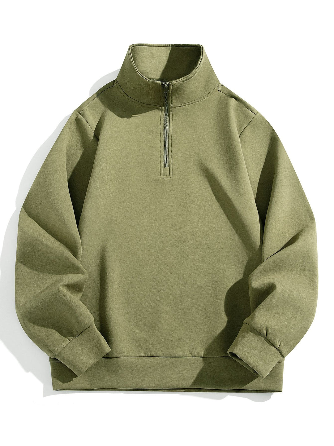 Men's Cotton-Blend Quarter-Zip Jumper for Smart Casual in Olive Green