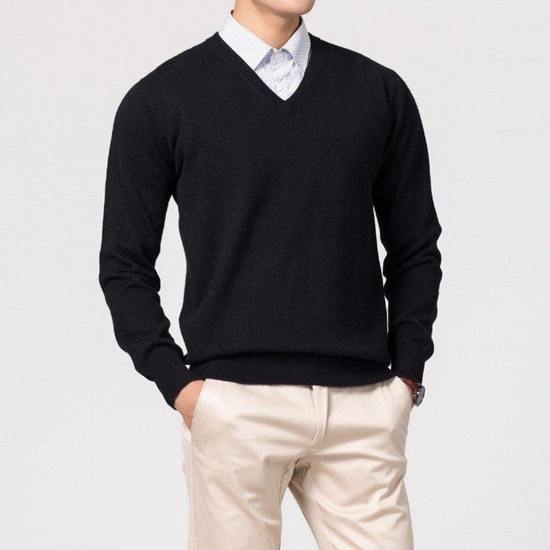 Men's Jumper for Elegant Autumn Layering in Black