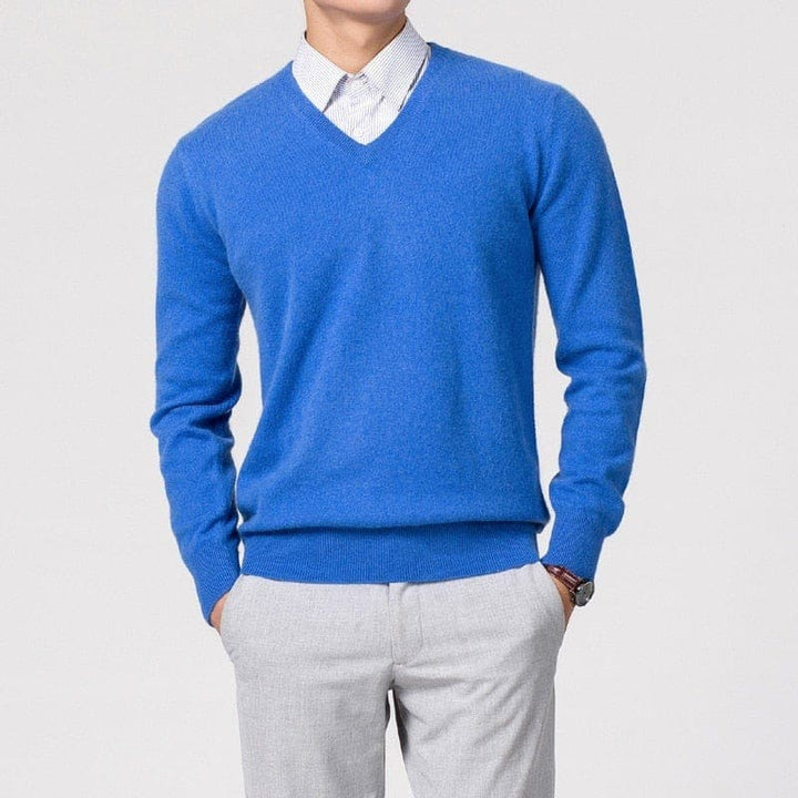 Men's Jumper for Elegant Autumn Layering in Blue