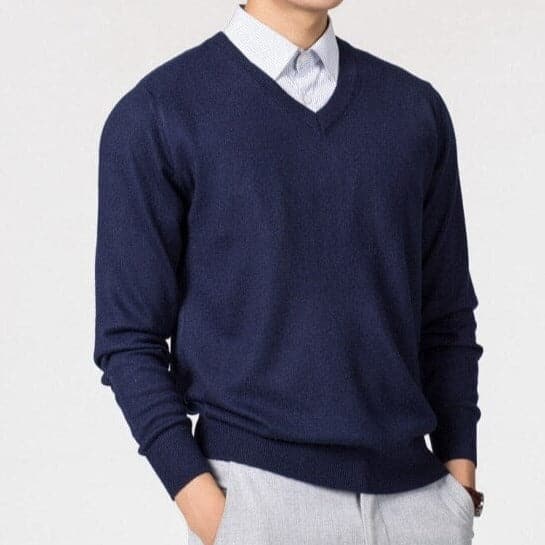 Men's Jumper for Elegant Autumn Layering in Dark Blue
