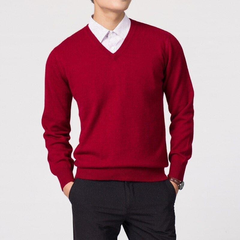 Men's Jumper for Elegant Autumn Layering in Red