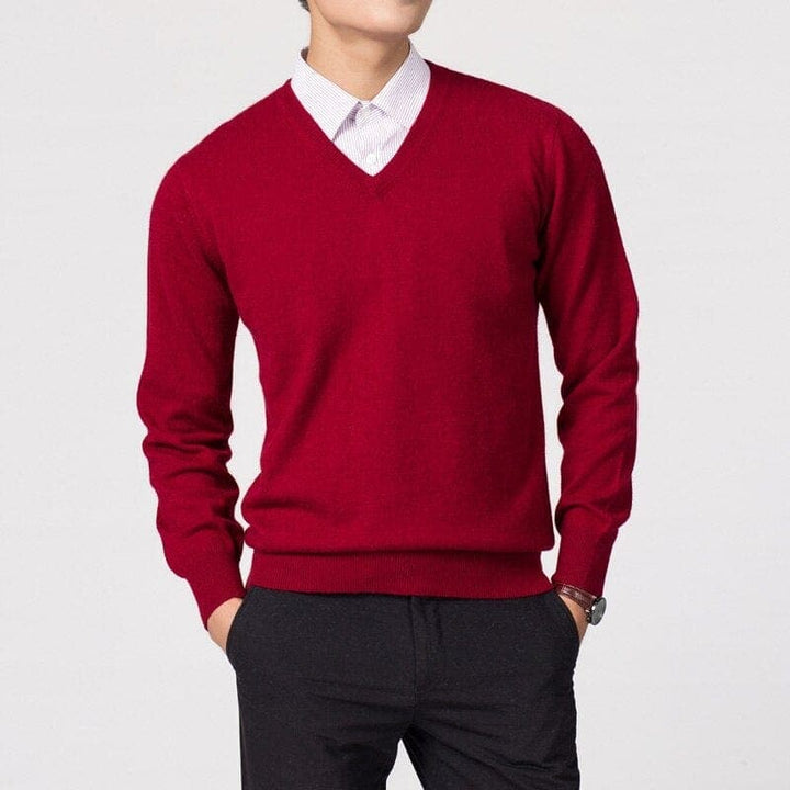 Men's Jumper for Elegant Autumn Layering in Red
