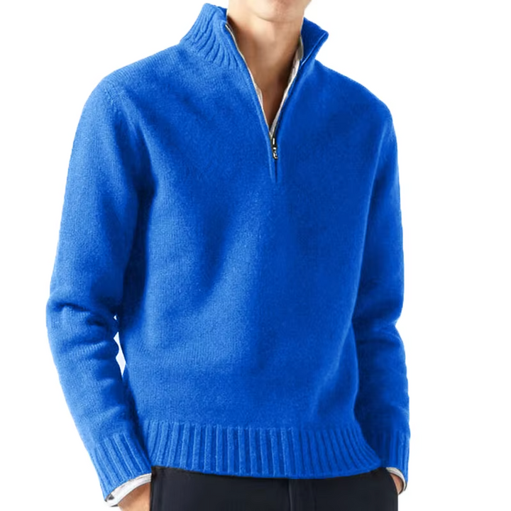 Men's Jumper Half-Zip Breathable Knit in Blue