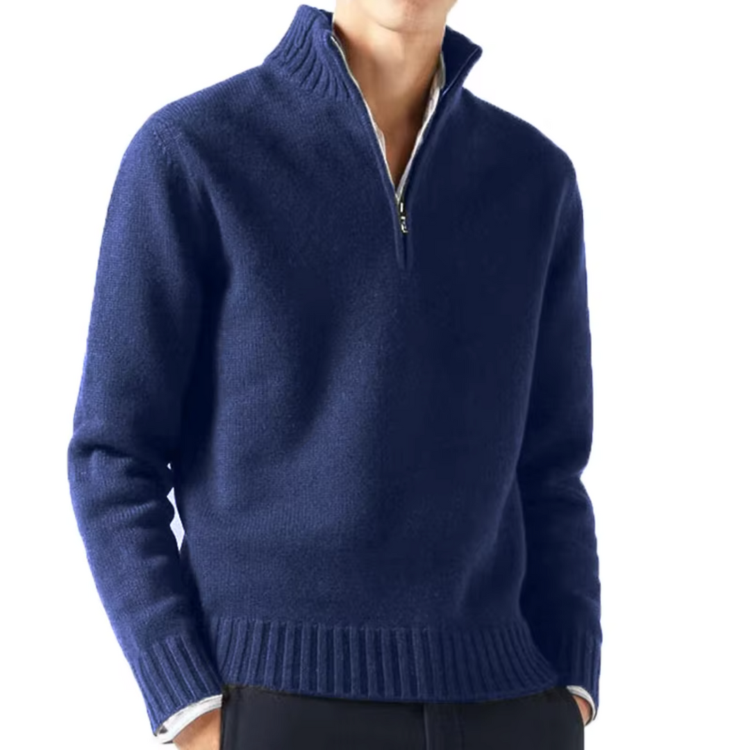 Men's Jumper Half-Zip Breathable Knit in Navy