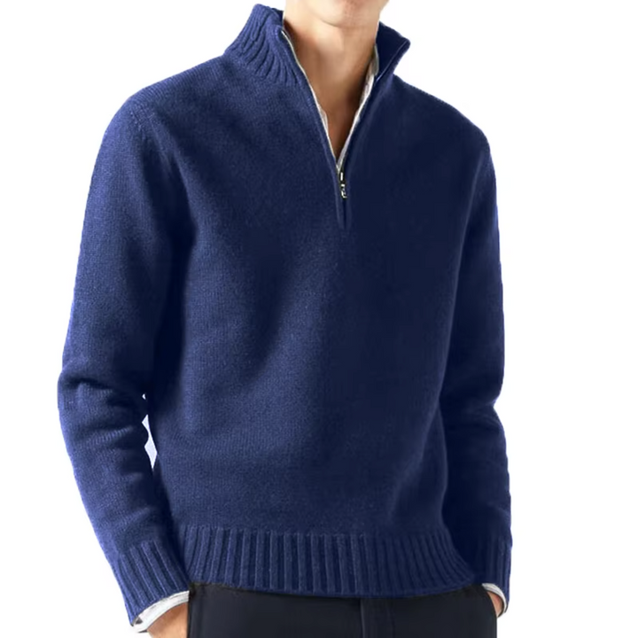 Men's Jumper Half-Zip Breathable Knit in Navy