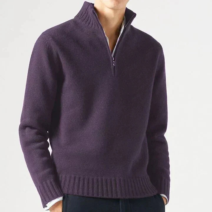 Men's Jumper Half-Zip Breathable Knit in Violett