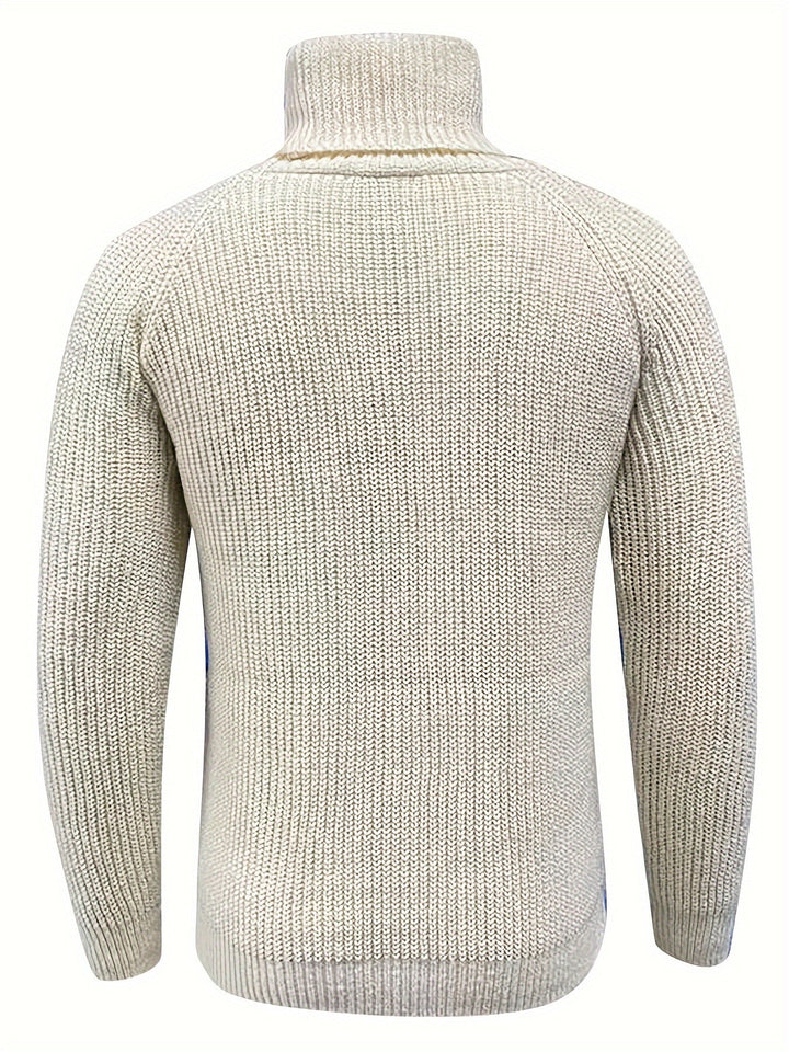 Mens Jumper Roll Neck Autumn Knit (3)