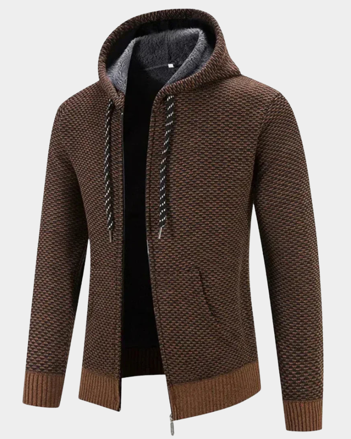 Men's Jumper Soft Hooded for Autumn in Brown