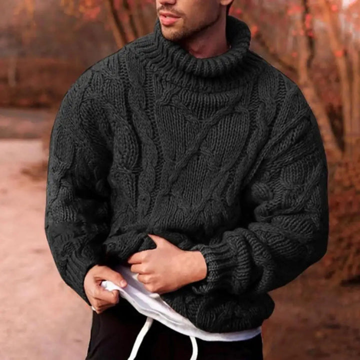 Men's Jumper with Cosy Rollneck for Autumn in Black