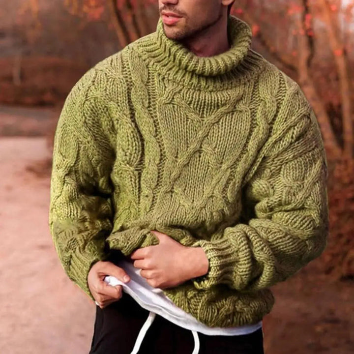 Men's Jumper with Cosy Rollneck for Autumn in Green