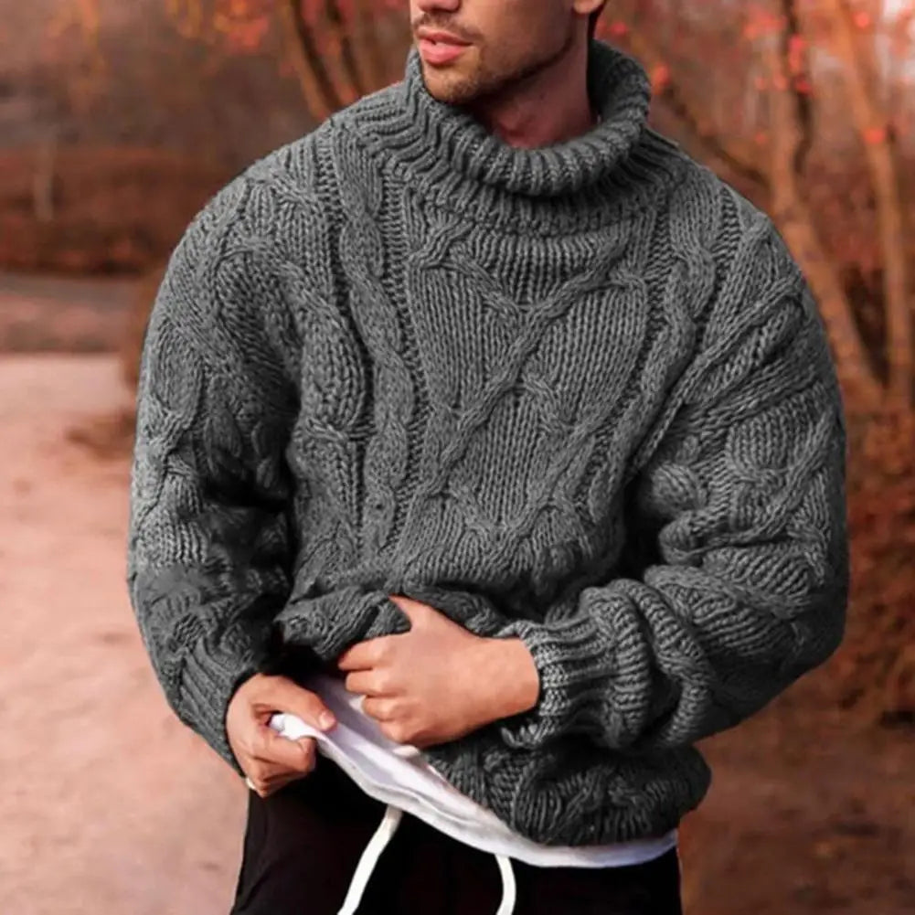 Men's Jumper with Cosy Rollneck for Autumn in Grey