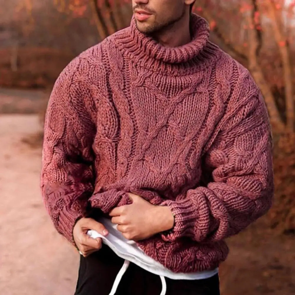 Men's Jumper with Cosy Rollneck for Autumn in Red
