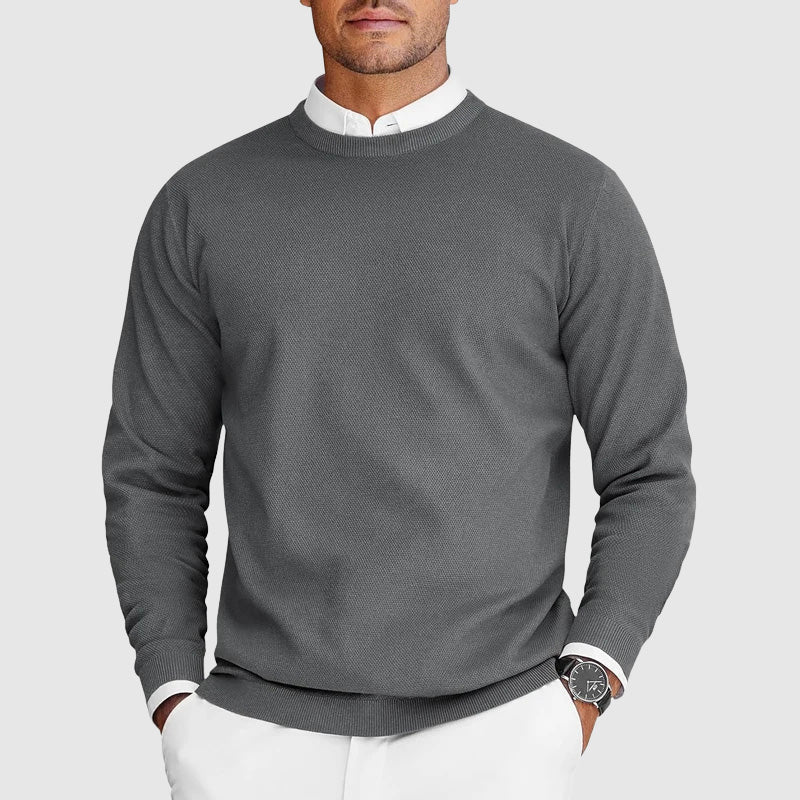 Men's Jumper with Fitted Crew Neck in Grey