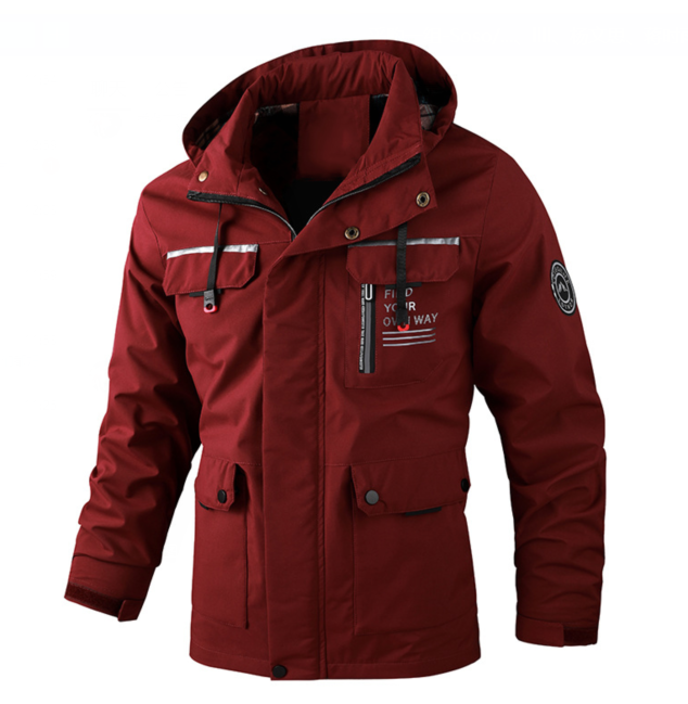 Men's Lightweight Autumn Rain Jacket in Burgundy