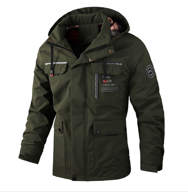 Men's Lightweight Autumn Rain Jacket in Dark Green