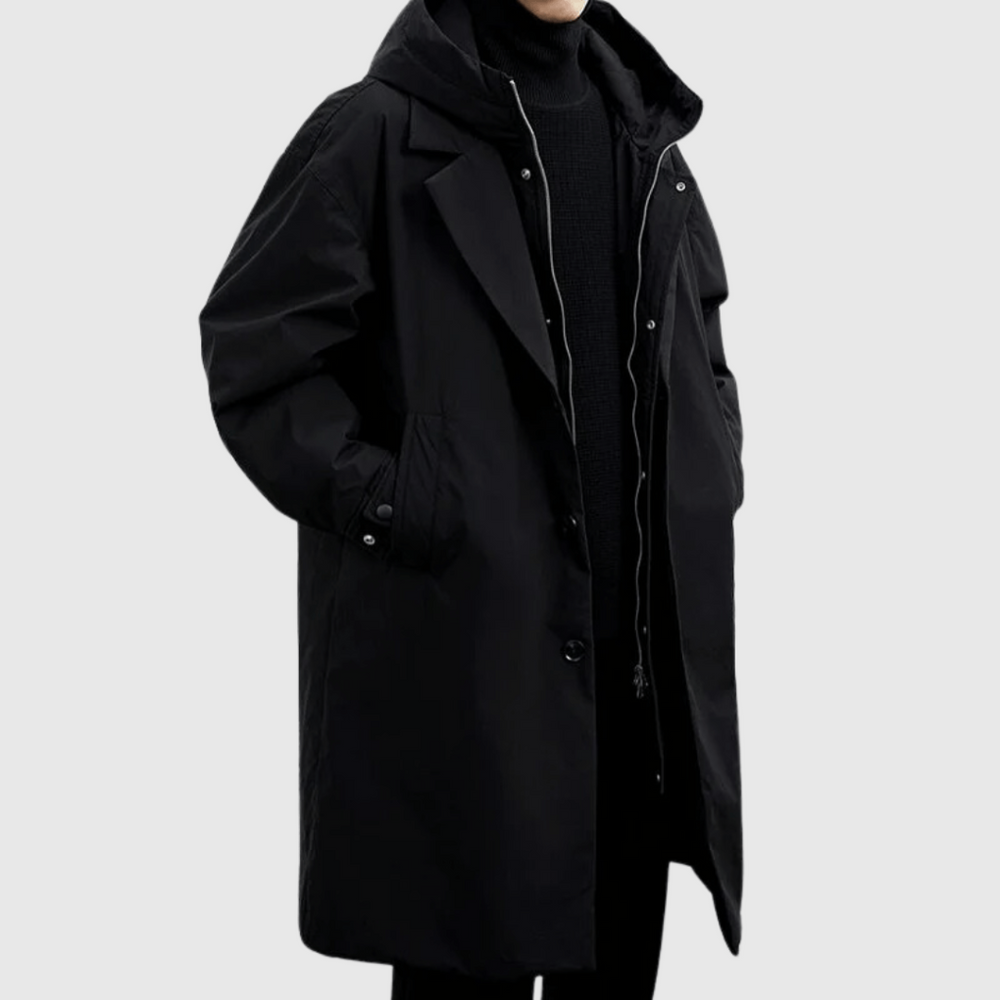 Men's Lightweight Hooded Water-Resistant Jacket in Black