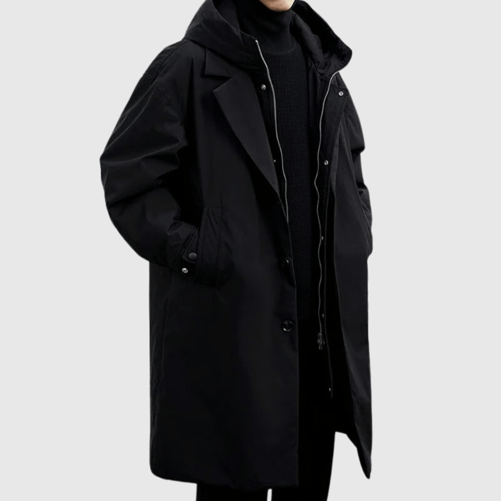 Men's Lightweight Hooded Water-Resistant Jacket in Black