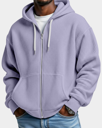 Oscar | Men's Oversized Zip Waffle Knit Hoodie