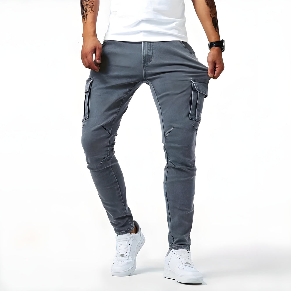 Men's Slim Fit Cargo Pants with Multiple Pockets (2)