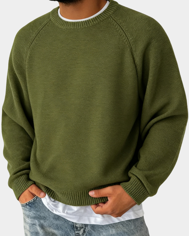 Men's Soft Crewneck Christmas Jumper in Armeegrün