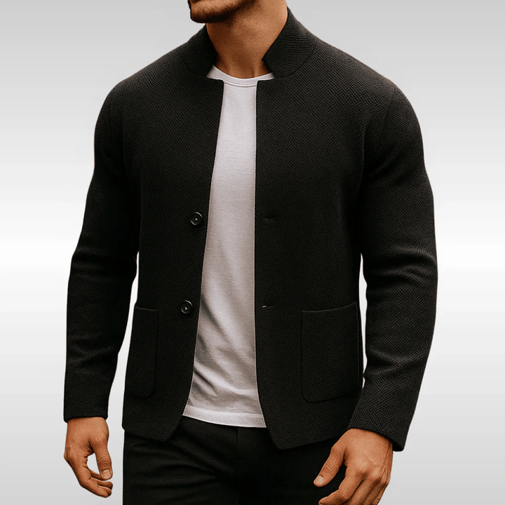 Men's Structured Christmas Knit Jumper for Smart Casual in Black