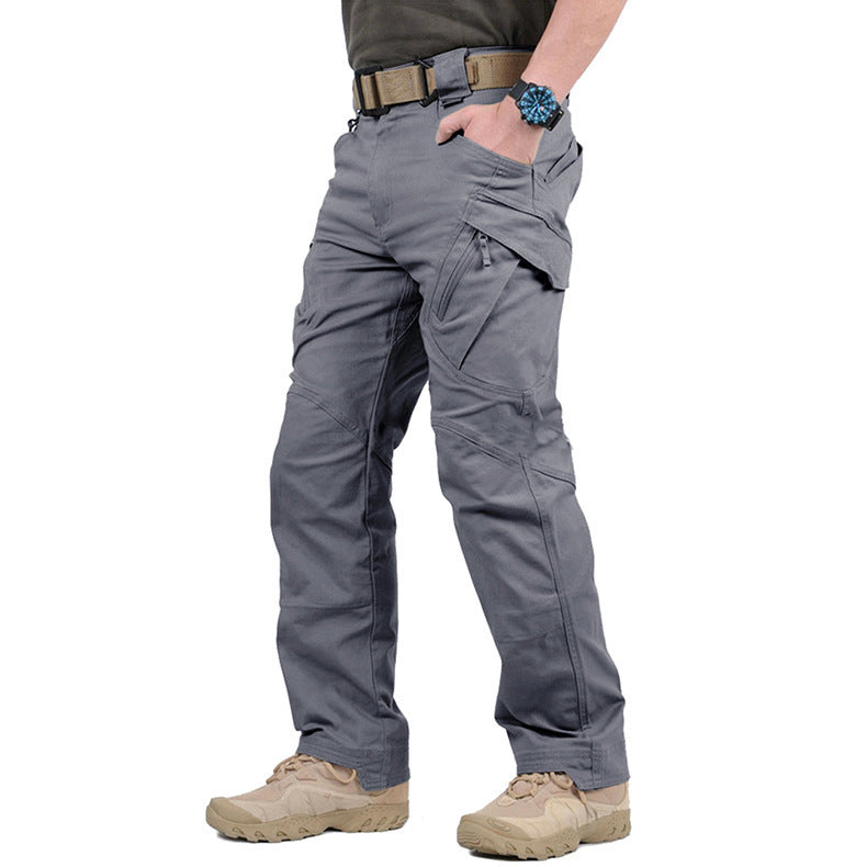 Men's Tactical Cargo Trousers for Outdoor Adventures in Grey