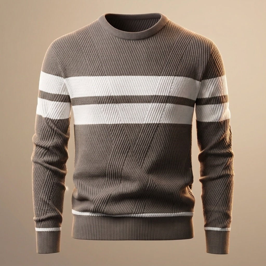 Men's Textured Stripe Jumper Dress for Everyday in Khaki Brown