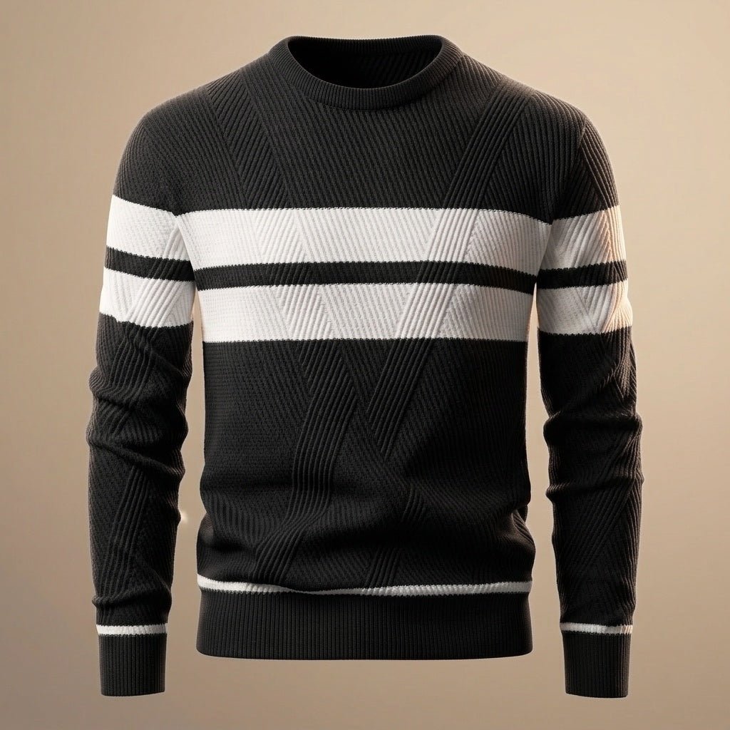 Men's Textured Stripe Jumper Dress for Everyday in Obsidian Black