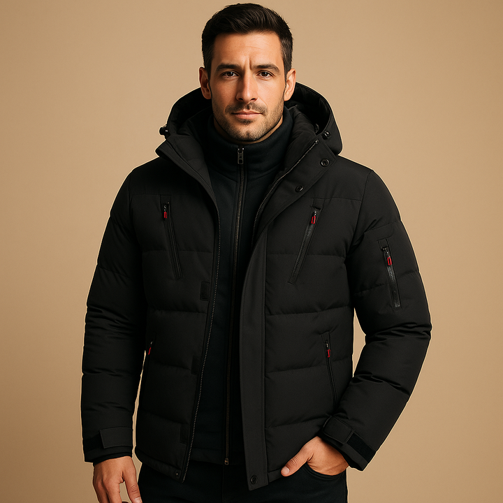 Men's Warm Padded Jacket for Autumn in Black