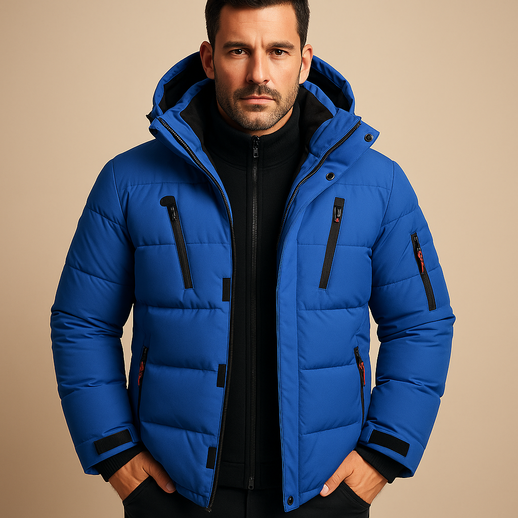 Men's Warm Padded Jacket for Autumn in Blue