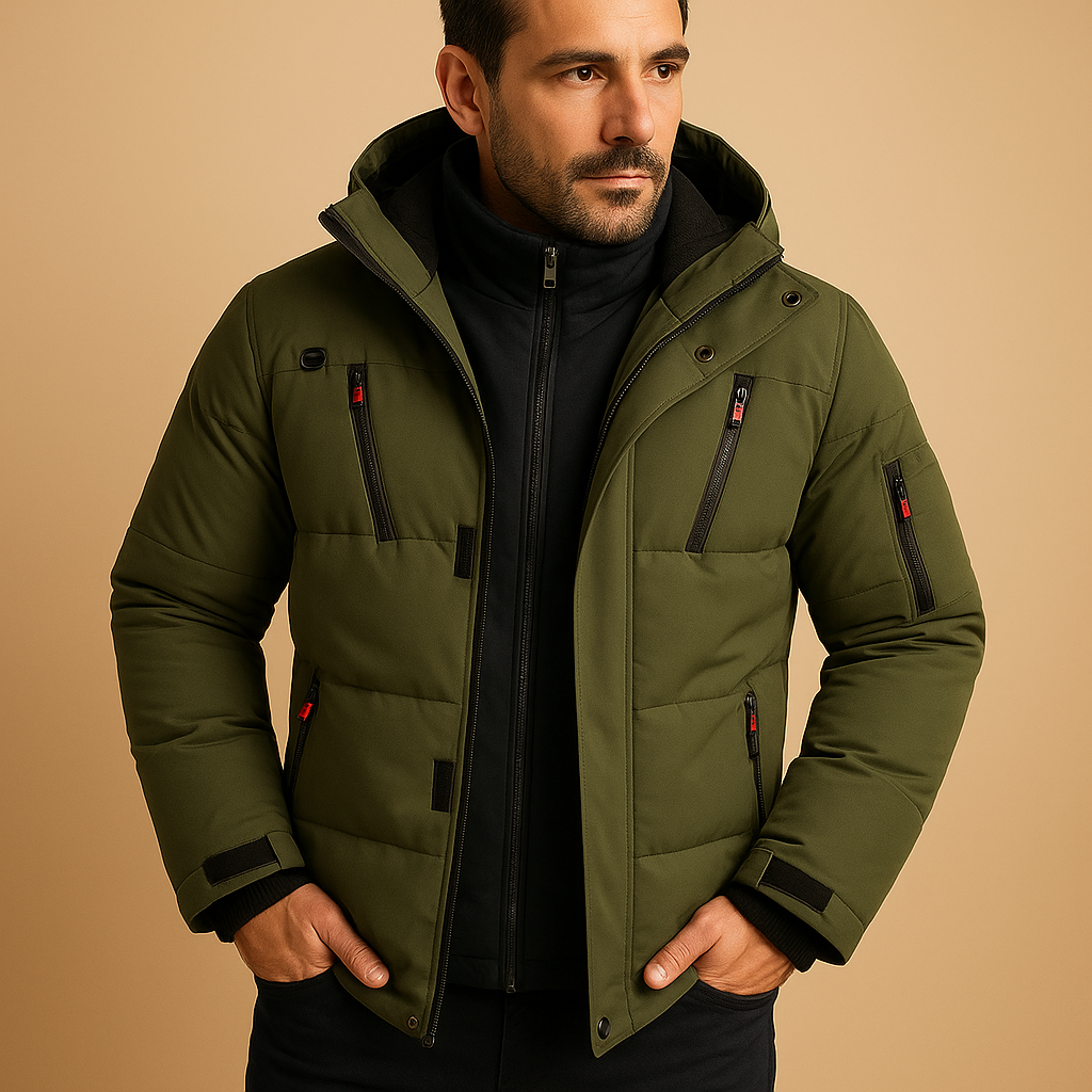 Men's Warm Padded Jacket for Autumn in Green
