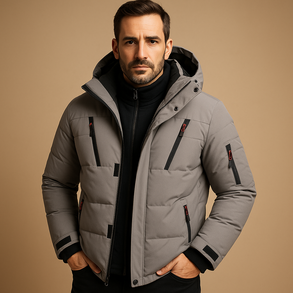Men's Warm Padded Jacket for Autumn in Grey