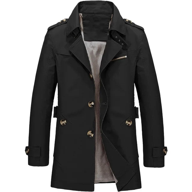 Men's Windproof Outdoor Autumn Coat in Black