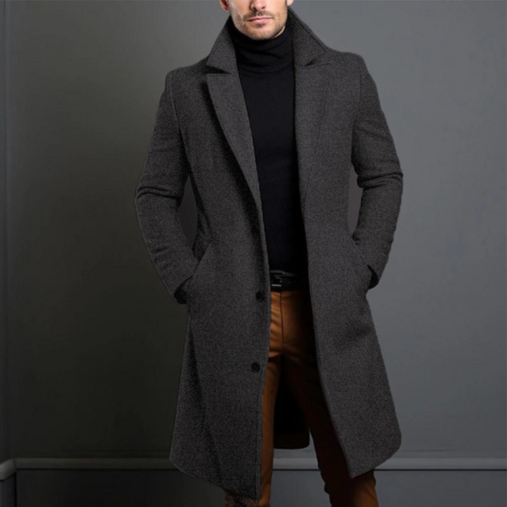 Men's Winter Wool Long Coat in Grey