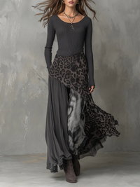 Lillian | Women's Striped Leopard Print Top