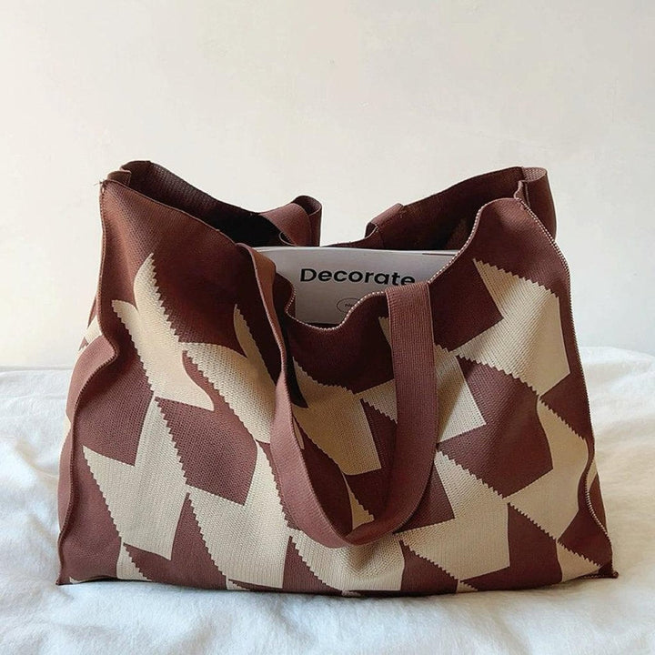 Oversized Graphic Canvas Tote Bag w kolorze Brązowy