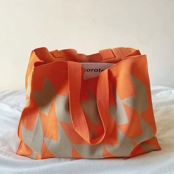 Oversized Graphic Canvas Tote Bag w kolorze Pomarańczowy