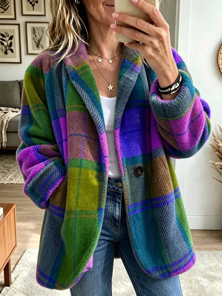 Plaid Puffer Coat for Winter in Neptune