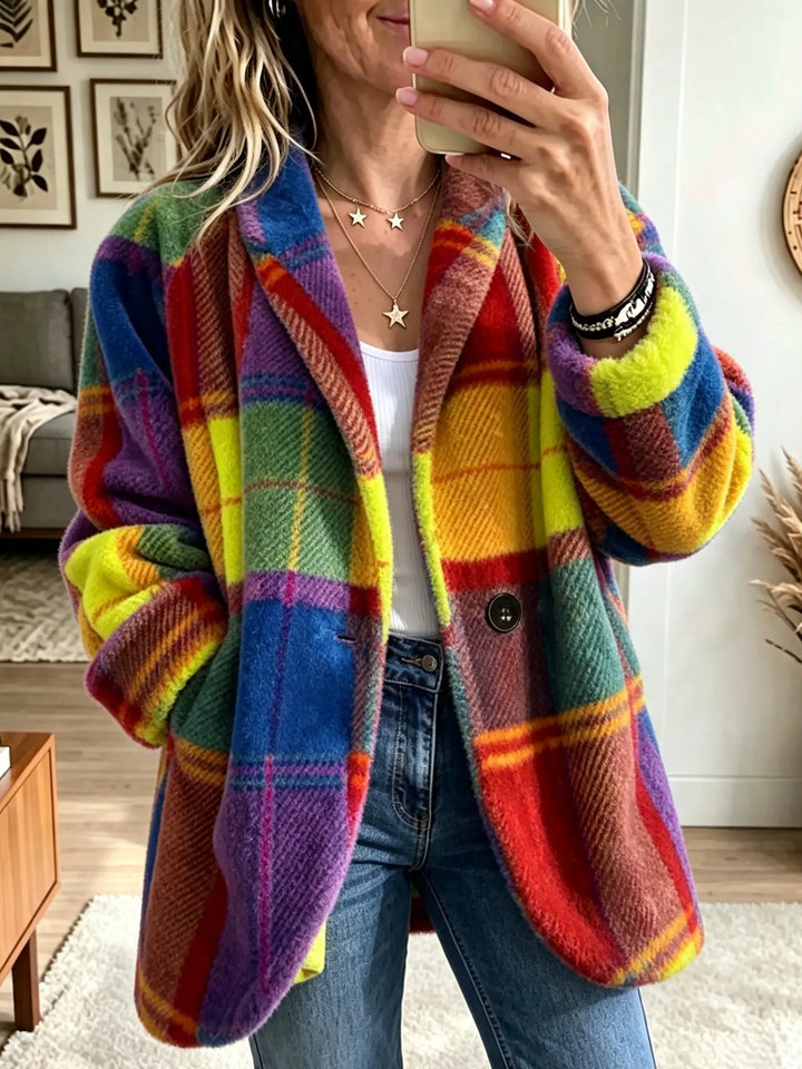 Plaid Puffer Coat for Winter in Sun