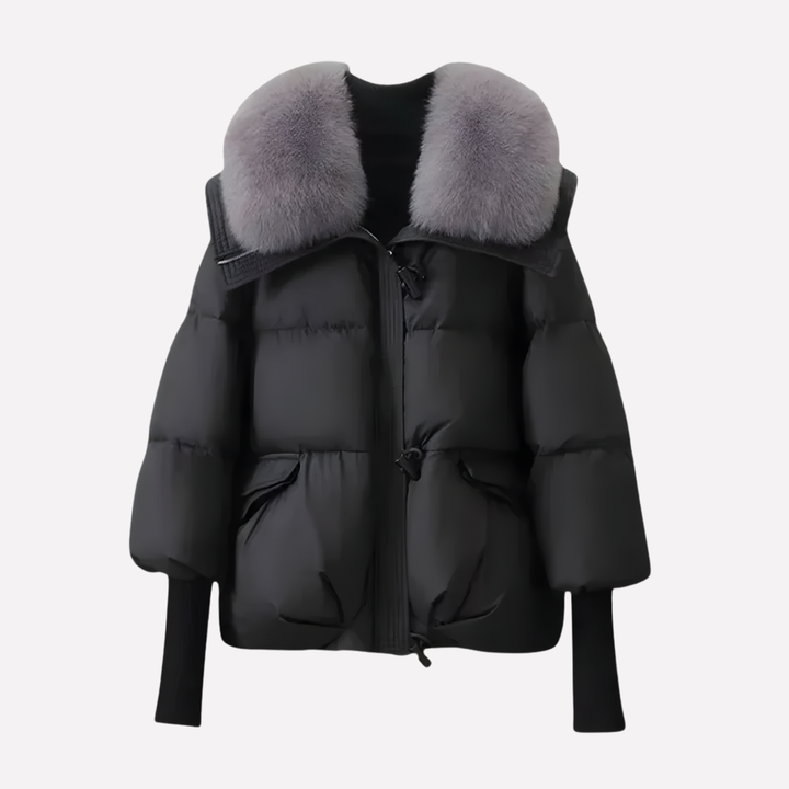 Quilted Women's Puffer Jacket for Winter Warmth in Black