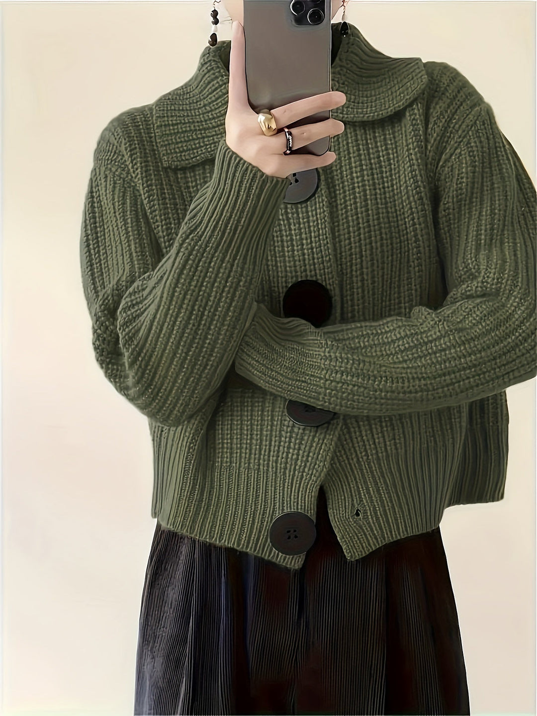 Relaxed Collared Cardigan Cardigan (6)