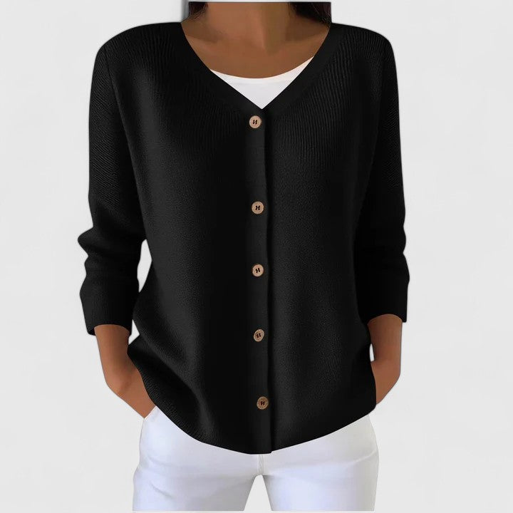 Relaxed-Fit Black Cardigan for Women in Black