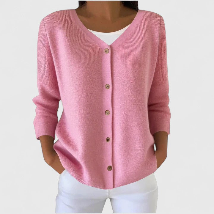 Relaxed-Fit Black Cardigan for Women in Light Pink