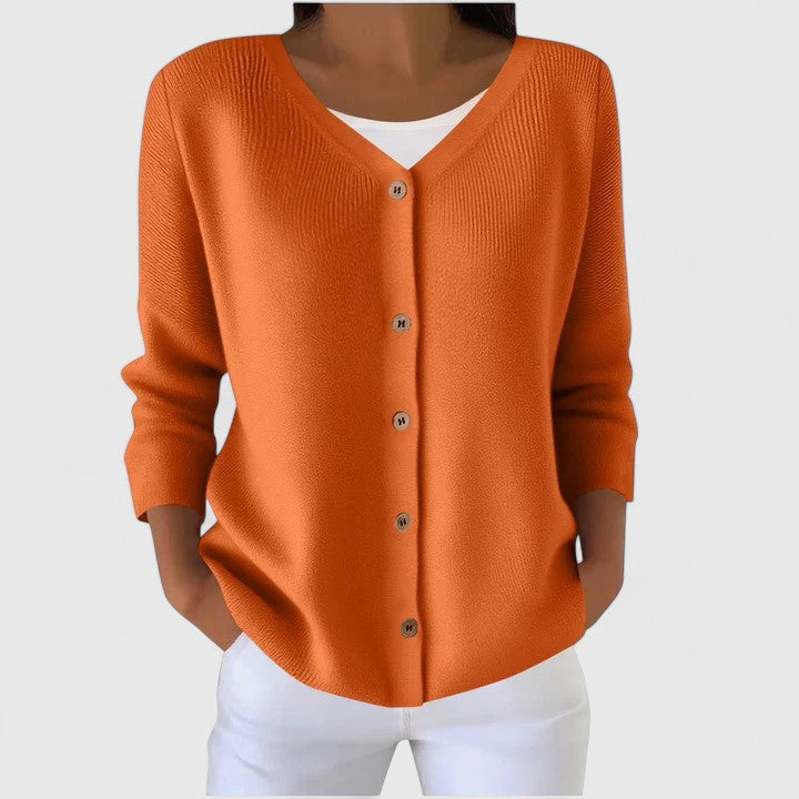 Relaxed-Fit Black Cardigan for Women in Orange