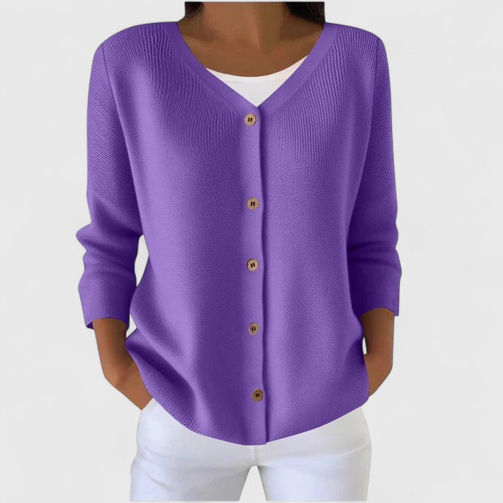 Relaxed-Fit Black Cardigan for Women in Purple