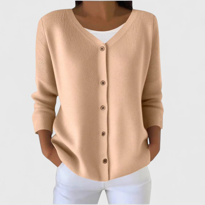 Relaxed-Fit Black Cardigan for Women in Salmon