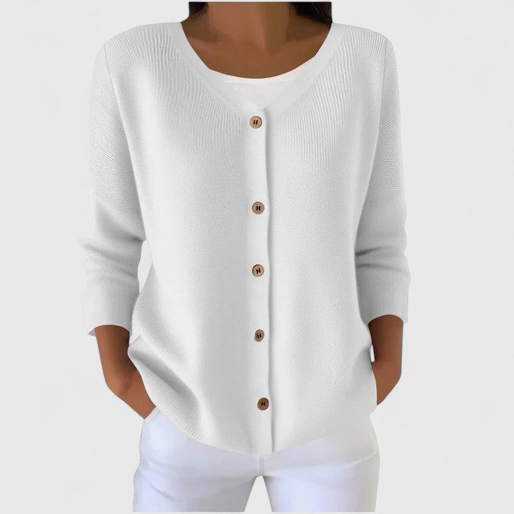 Relaxed-Fit Black Cardigan for Women in White