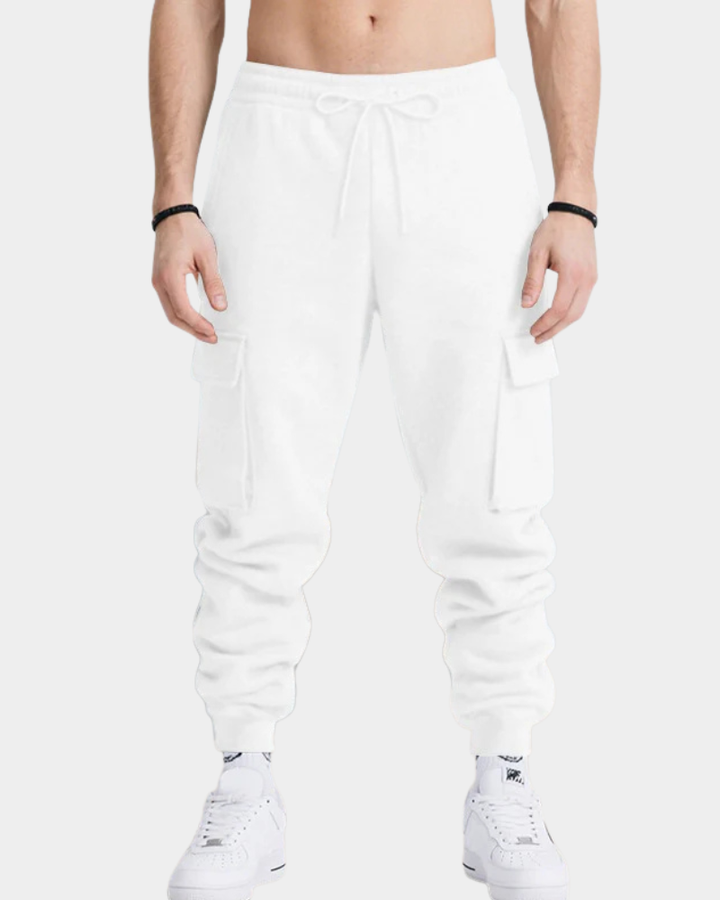 Relaxed Men's Cargo Trousers for Everyday Comfort in White