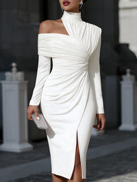 Nadia | Women's Elegant Draped Asymmetric Evening Dress