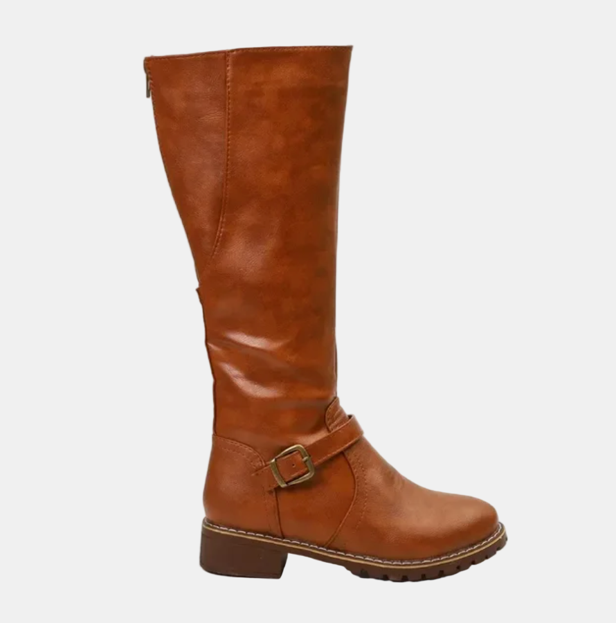 Slim Black Knee High Boots for Women in Brown 3
